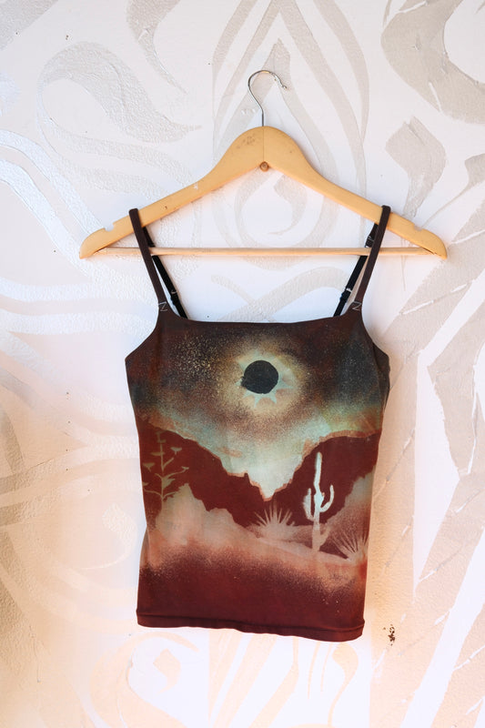 Medium -Eclipse over the Canyons- Cami Tank Top - 91% organic cotton and 9% elastane