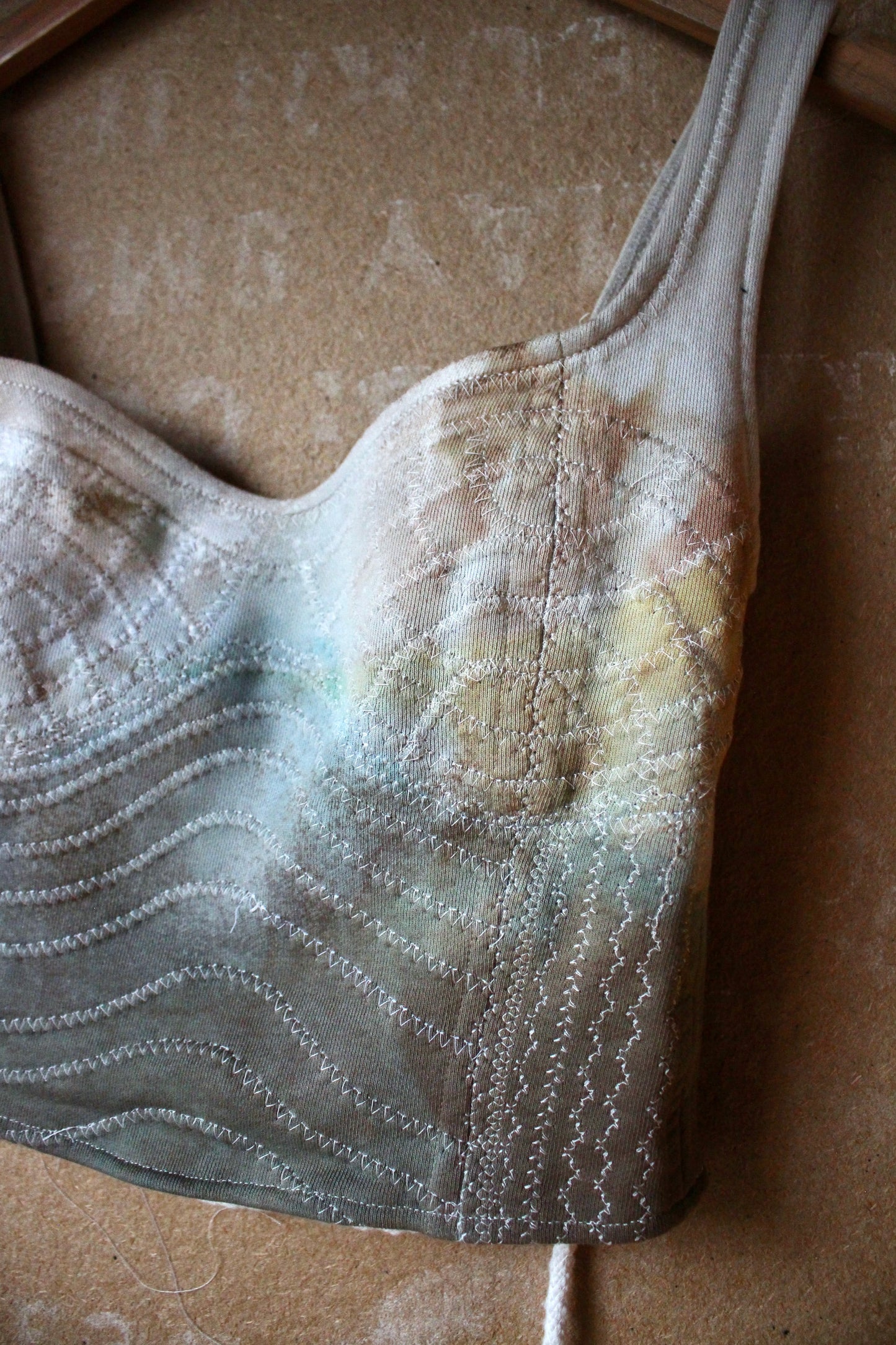Small -The Garnierita Continuum Corset Top - Full Length- RTS - Sewing Machine Hand guided stitch details