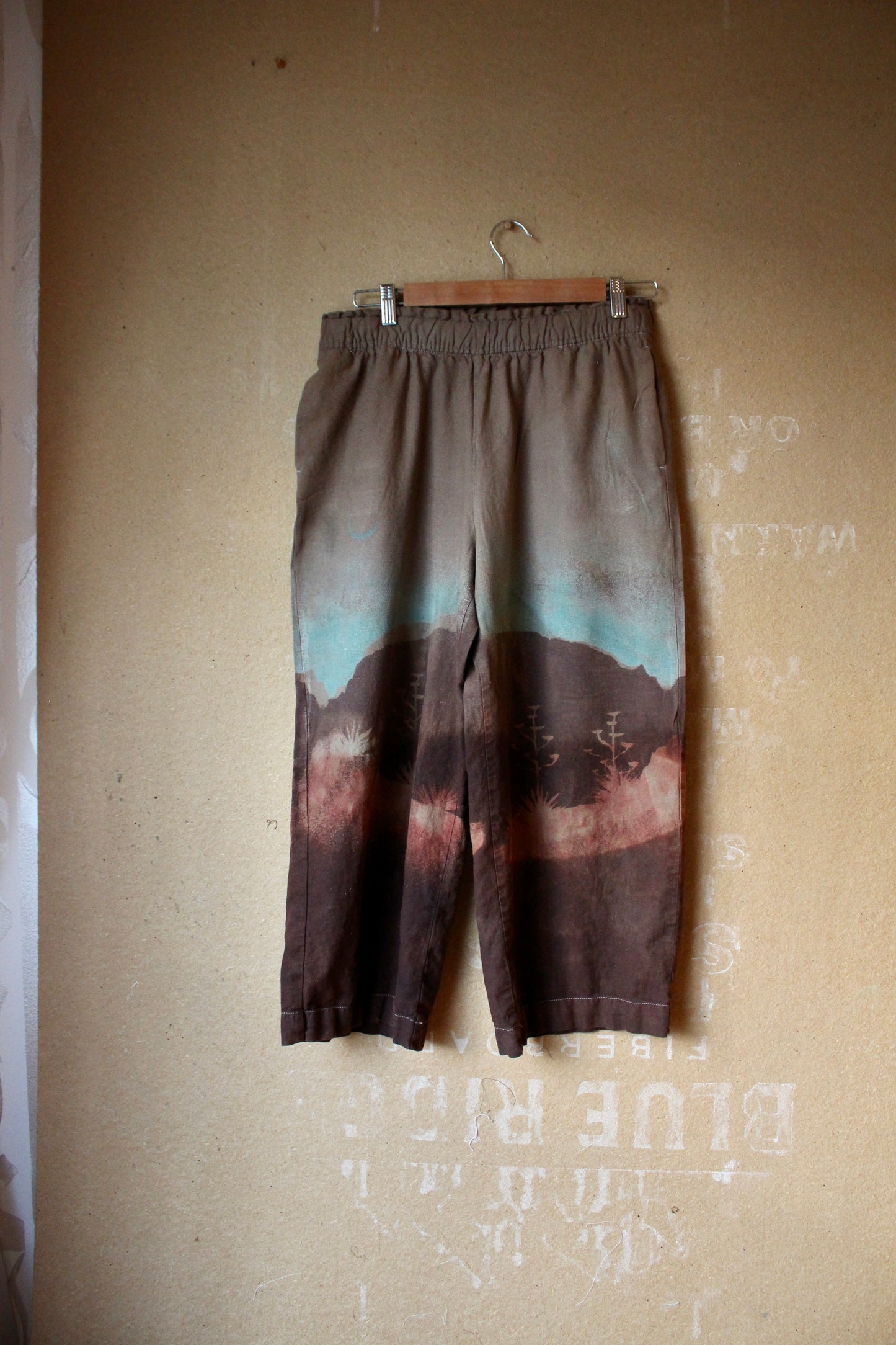 SIze 6/8 M/L - OOAK Desert Horizon Blues Pants- Stretch Waist Fits size 6 , 8