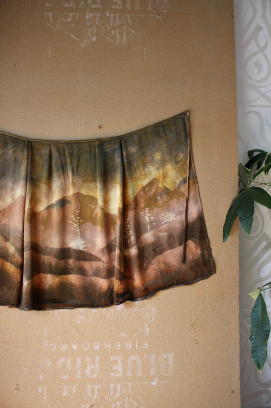 S/M - Harvest Mountains- Tapestry wrap skirt - Orange peel silk wrap skirt
