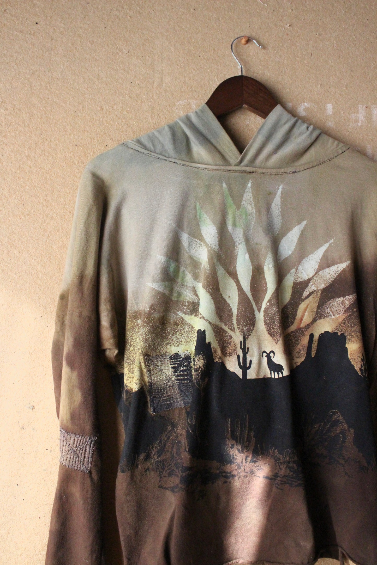 Small/Medium - -OOAK Grand Risings on the Canyon -Oversized Hood Hoodie Long sleeve Shirt - Soft- 100% Cotton - Deadstock fabric - Regenera-zhinh