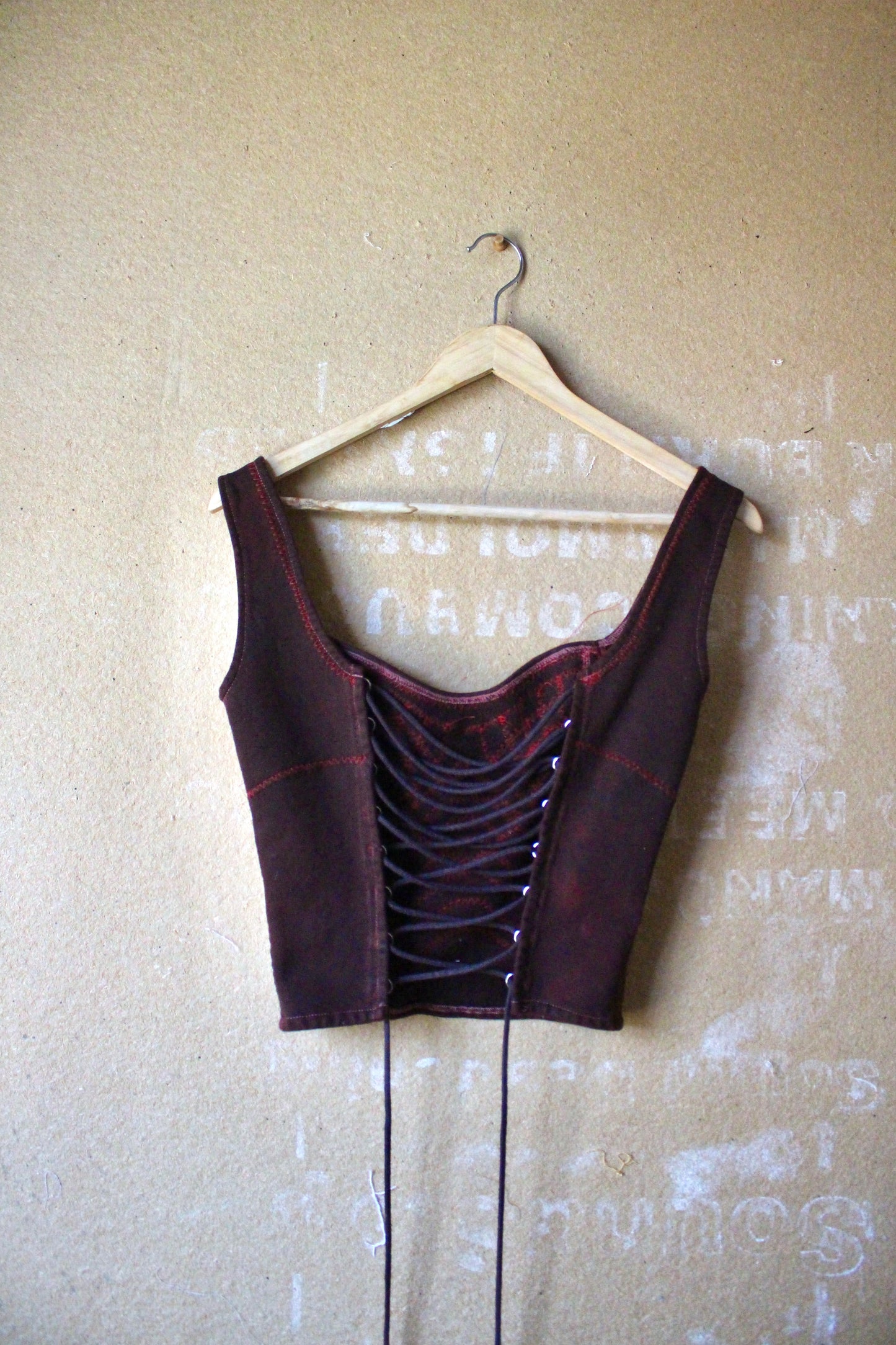 Small - Red Stitch Continuum/Integration Corset Top - 100% Cotton French Terry -Thick heavy weigths sturdy