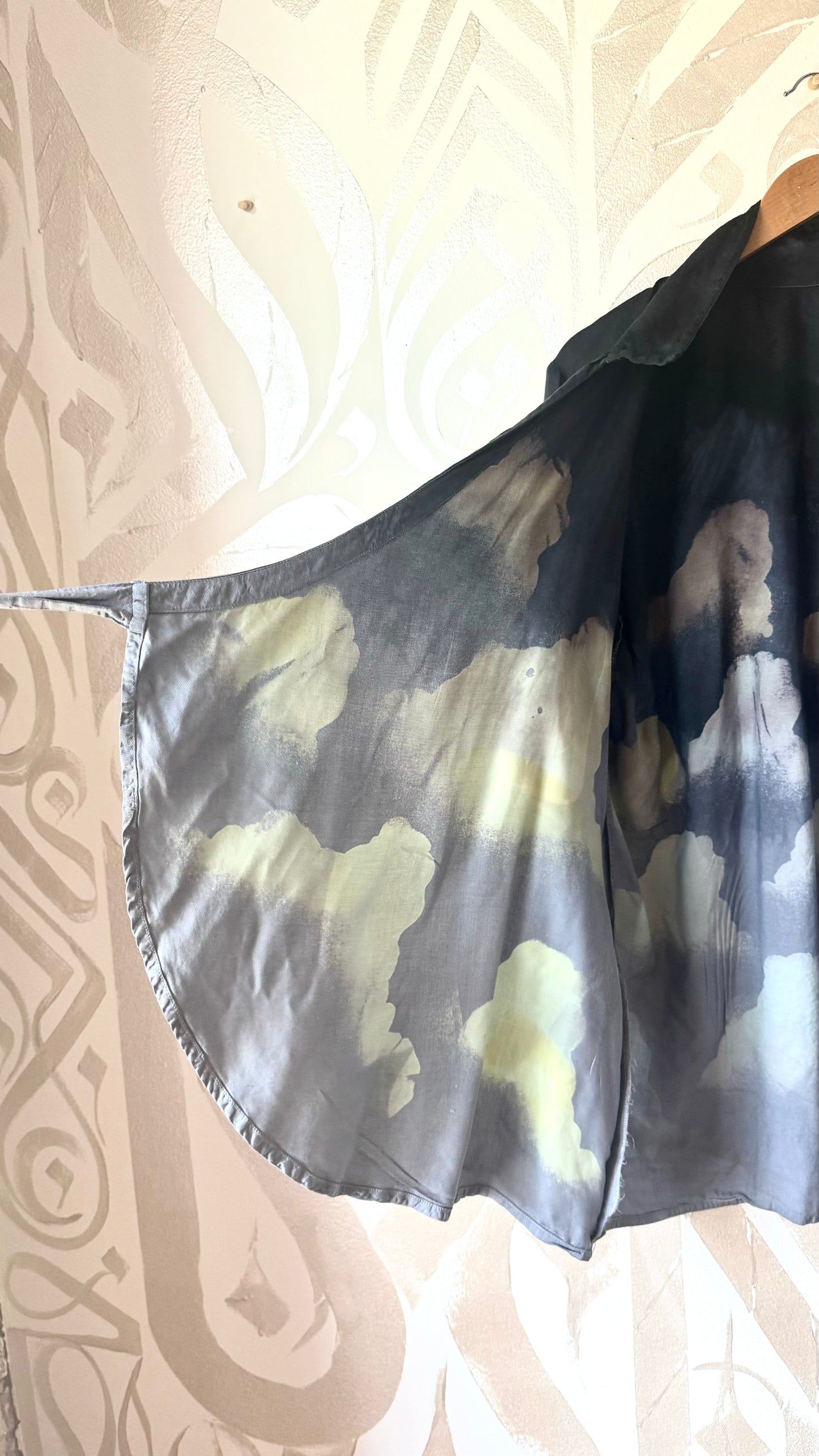 S/M Organic Lotus agricultural waste Midnight Cloudy Skies wrap top - hawk