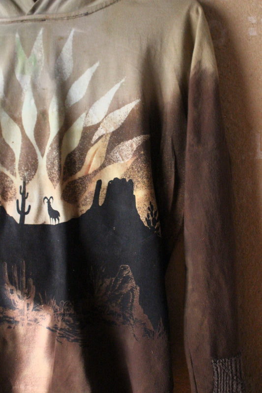 Small/Medium - -OOAK Grand Risings on the Canyon -Oversized Hood Hoodie Long sleeve Shirt - Soft- 100% Cotton - Deadstock fabric - Regenera-zhinh