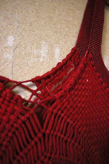 Fits XS-Small - OOAK Spicy Macrame Top - Vintage Made in Mexico Hand Macramed-Hand dyed