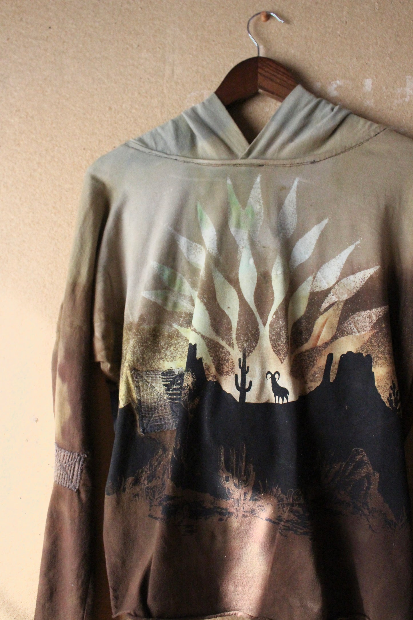 Small/Medium - -OOAK Grand Risings on the Canyon -Oversized Hood Hoodie Long sleeve Shirt - Soft- 100% Cotton - Deadstock fabric - Regenera-zhinh