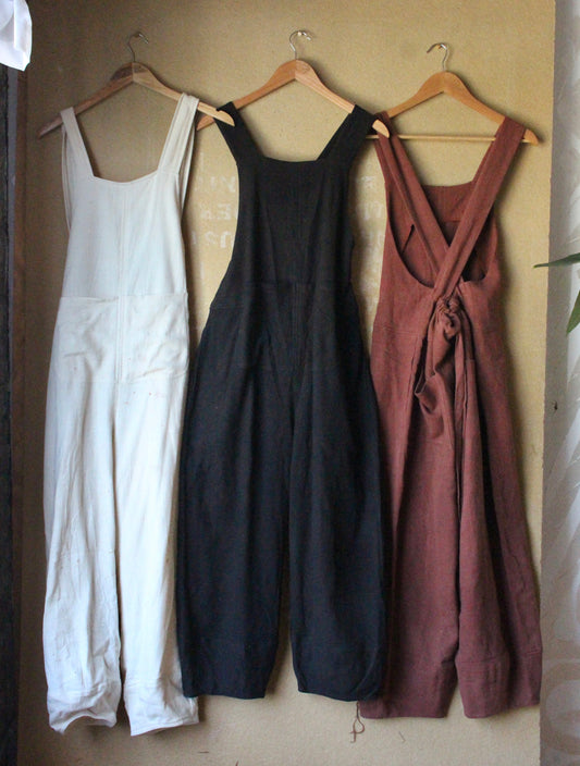 Closing Soon New MTO- The Marsupial Jumpsuit - 100% organic Kala Cotton - 3 colorways - Made to Order- shipped by September 20-30th Plant dyed black, terracotta or undyed