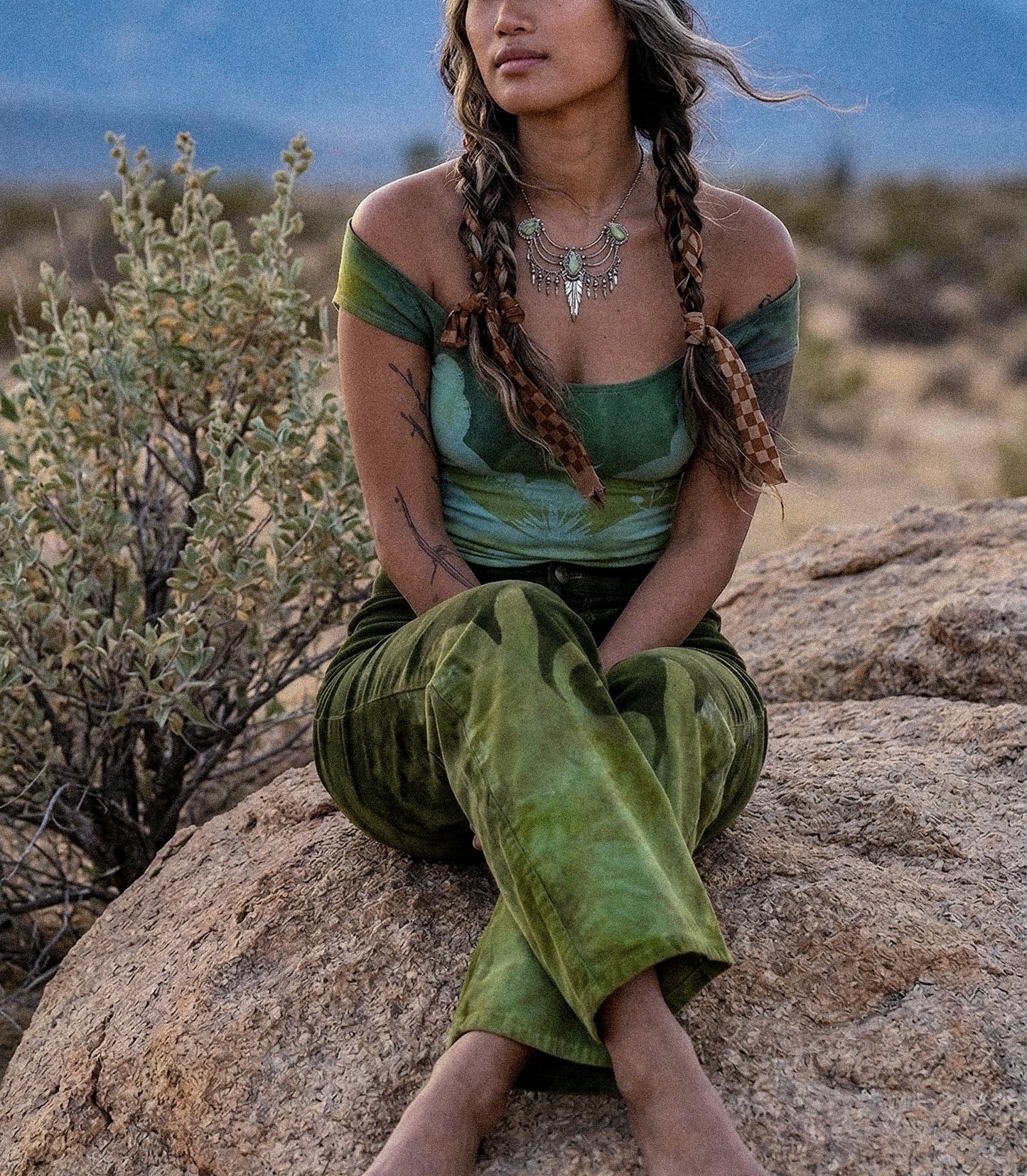 Small - Emerald Temple Swirl Pants - 100% Cotton Corduroy Pants - Hand dyed - Upcycled - Regenerazhinh