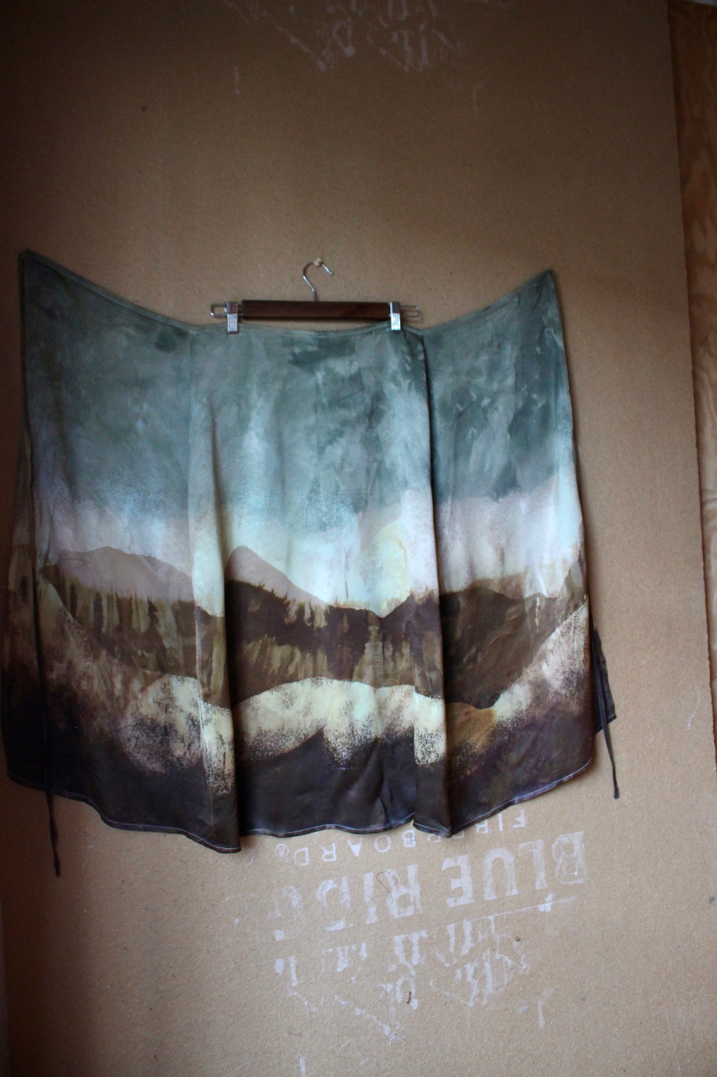 XS/S - RTS OOAK Landscape Tapestry Wrap Skirt - Made from Orange Peel Waste "Silk" Midi Skirt
