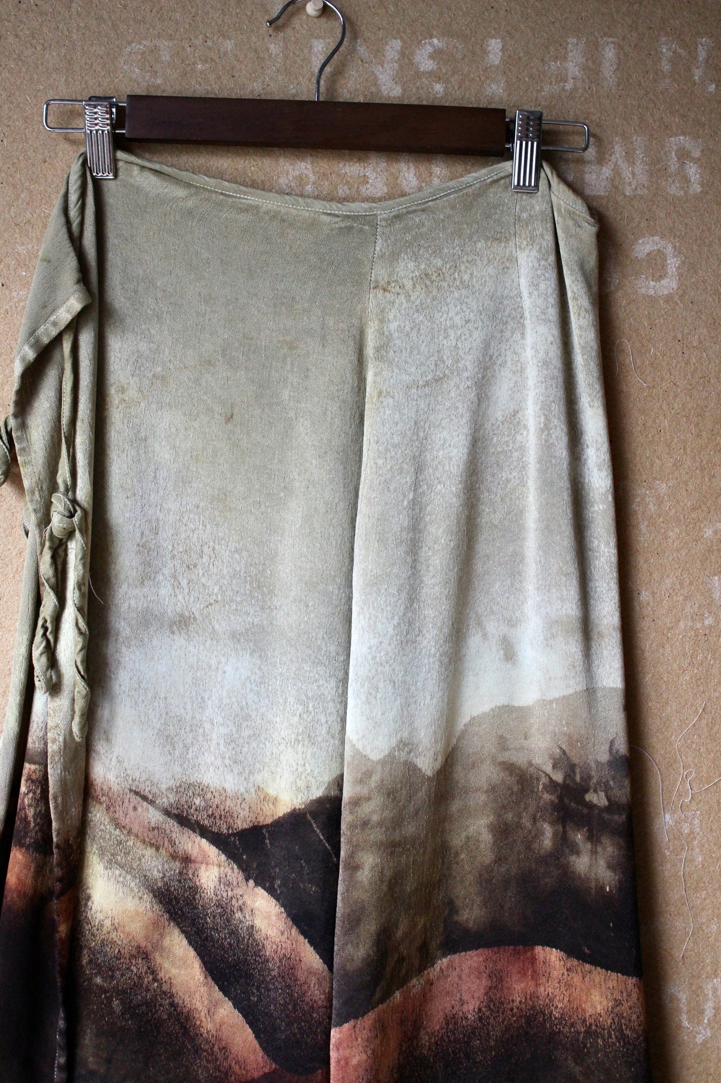 Small - Ominous Day Landscape Tapestry - Wrap skirt - MAde from Orange peel silk