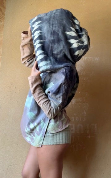 Small - Cloudy Daze Hoodie - Oversized SLouchy Longsleeve Sweatshirt- GIANT Hood- OOAK - Limited edition - 100%Cotton Triple layered heavyweight Gauze - 100%Cotton Open weave Cotton-