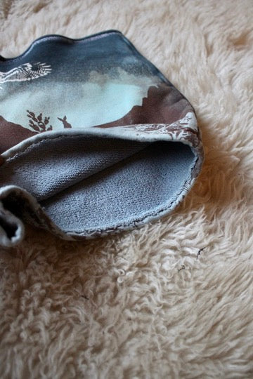 Small - Canyon Blues Bootie Shorts- Owl - THick French terry cotton heavy weigth sturdy durable -Screenprinted
