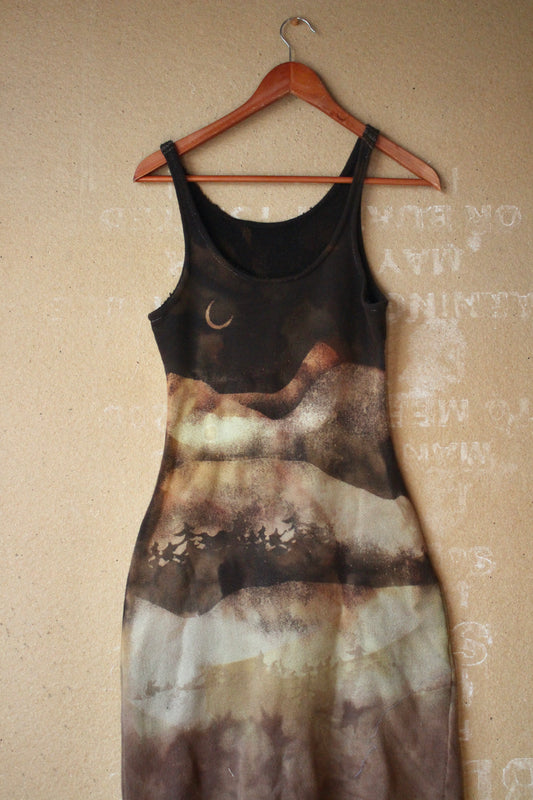 Small - Gloomy Day Tank Dress - OOAK Semi Mini dress - 100% French terry cotton - deadstock