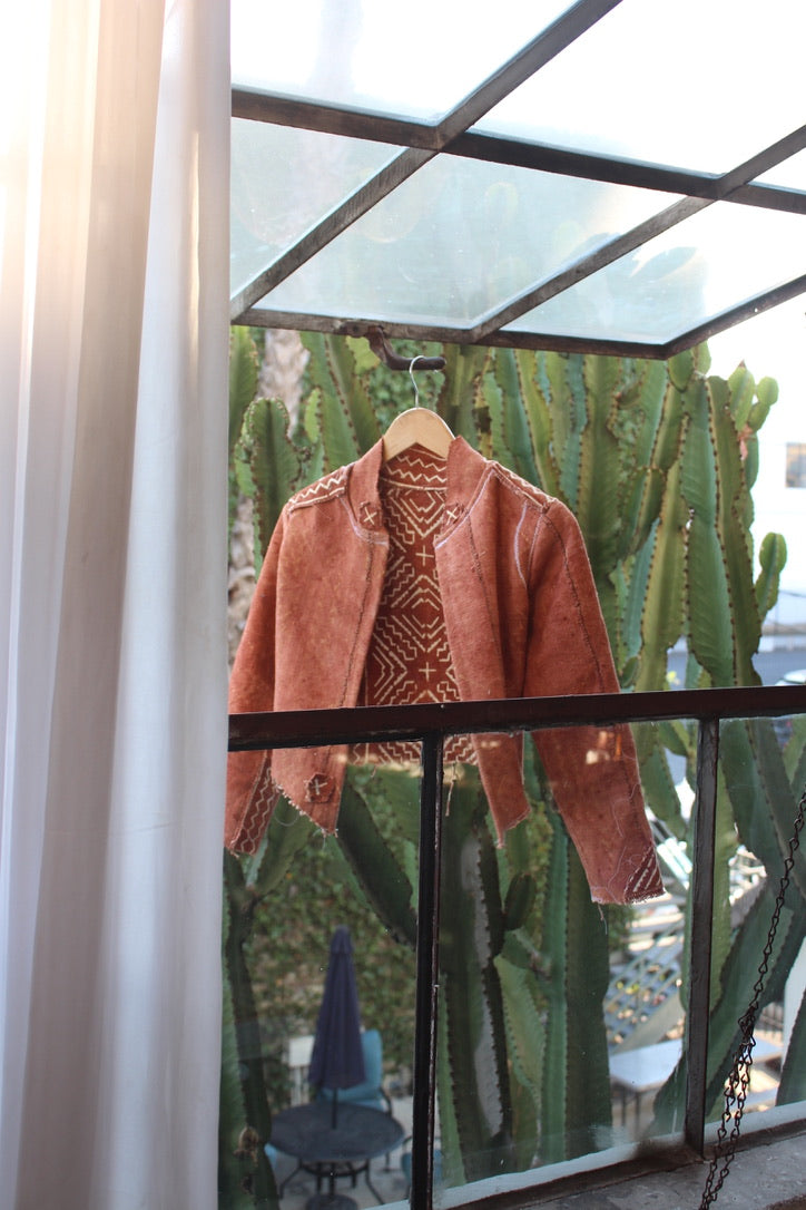 XSmall- Mudcloth Jacket 1 - Earthen Wear- Terracotta Tesselate