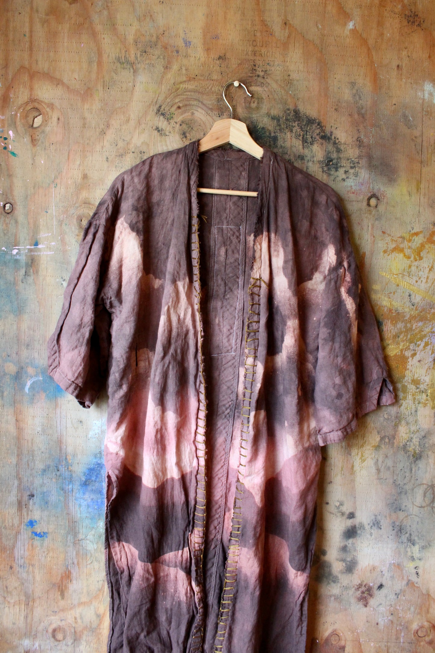 New! Small/medium/Large - A Walk in the park Duster Robe - Hand embroidered- Organic Linen