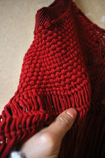 Fits XS-Small - OOAK Spicy Macrame Top - Vintage Made in Mexico Hand Macramed-Hand dyed