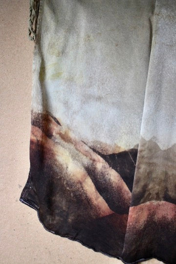 Small - Ominous Day Landscape Tapestry - Wrap skirt - MAde from Orange peel silk