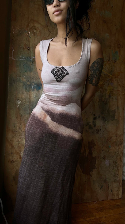 MTO Custom Slots -Limited Edition Misty Risings Basket Flare Dress- Deadstock cotton stretch Medium weight thick fabric- Textured gridded knit fabric - Choose your color- Vintage patch from Hmong tribe