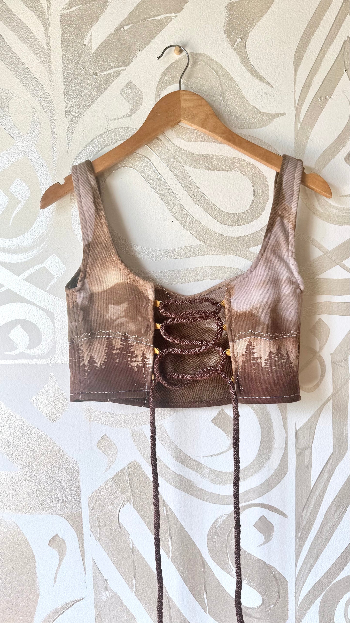 MTO slot - Mauve Dusty Blush pink Forest Corset Bustier Top - XS - XL