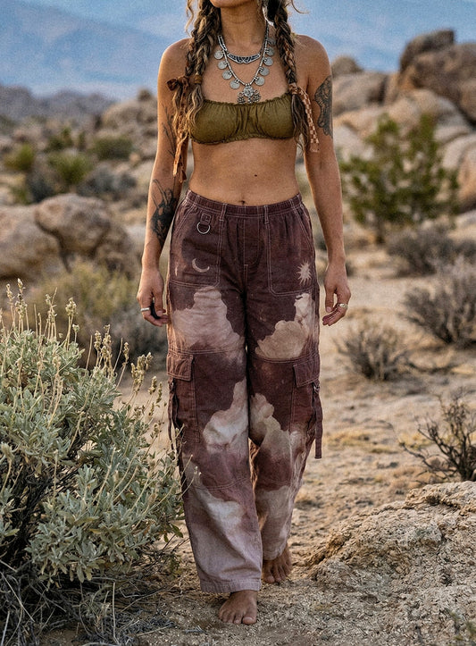 New! "The See you To- Mauve - O" Cloud Cargo Panta - 100%Cotton - Upcycled Pants - Regenera-zhinh