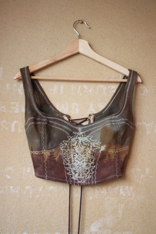 New! Small Corset- Rugspell sister corset- 100% Thick Sturdy French Terry Cotton- Deadstock fabric- Tie back