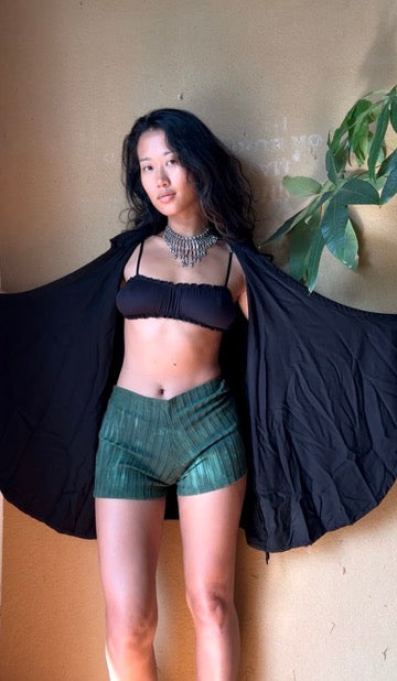 Made To Order 3/4 Weeks - BLACK Wrap Top/Cover Up - Zhinh basics -Organic Lotus/Aloe or Banana cotton Fabric S/M-M/L- Made to Order-Choose your Plant Medicine Fabric