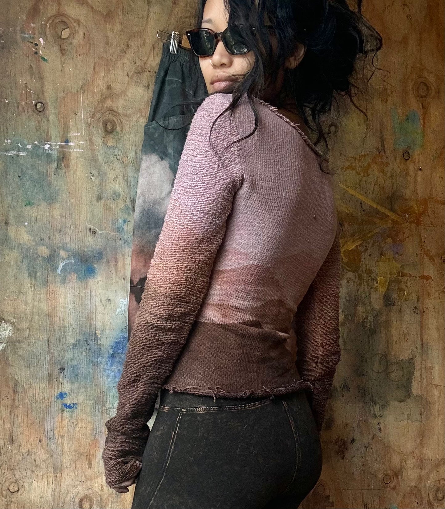 Small Long Sleeve TOP- Thick Organic Cotton Italian French Terry - Light weight - Warm Cozy- Dead stock fabric -regenerative Handcrafted fashion- Integration Zhinh Collection (Copy)