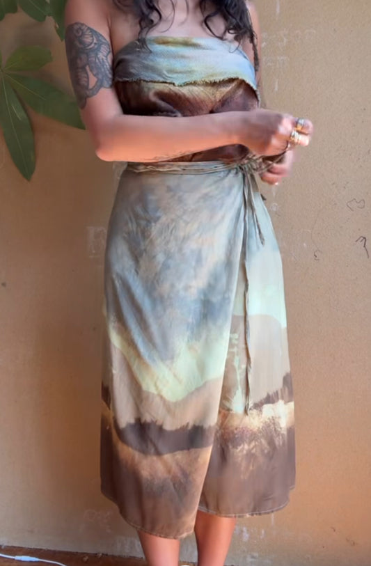 Banana wrap skirt - light blue skies story sale