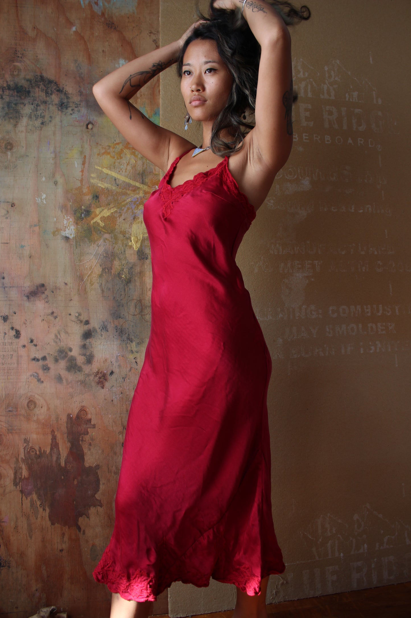 Made to Order- Blue Depths/Green Shiso Embroidered Silk Bias Dress- 3-4 weeks Mto- Mini or Midi Handmade in Hanoi Vietnam