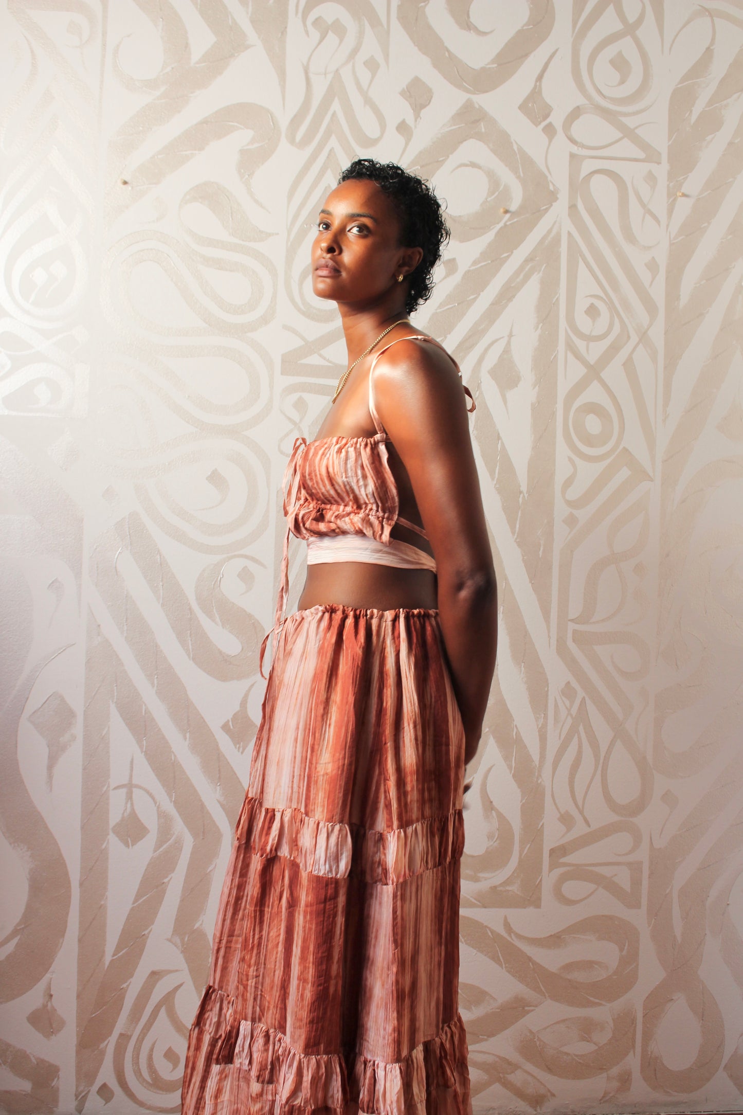 Zhinh Rise RTS MAXI SKIRT- 3 COLORWAYS Scrunch Skirt for Matching Set - Lapis Lazuli/Sand Stone/Black Obsidian -Made to Order 3-4 weeks- 100% Vietnamese hand loomed silk - hand dyed