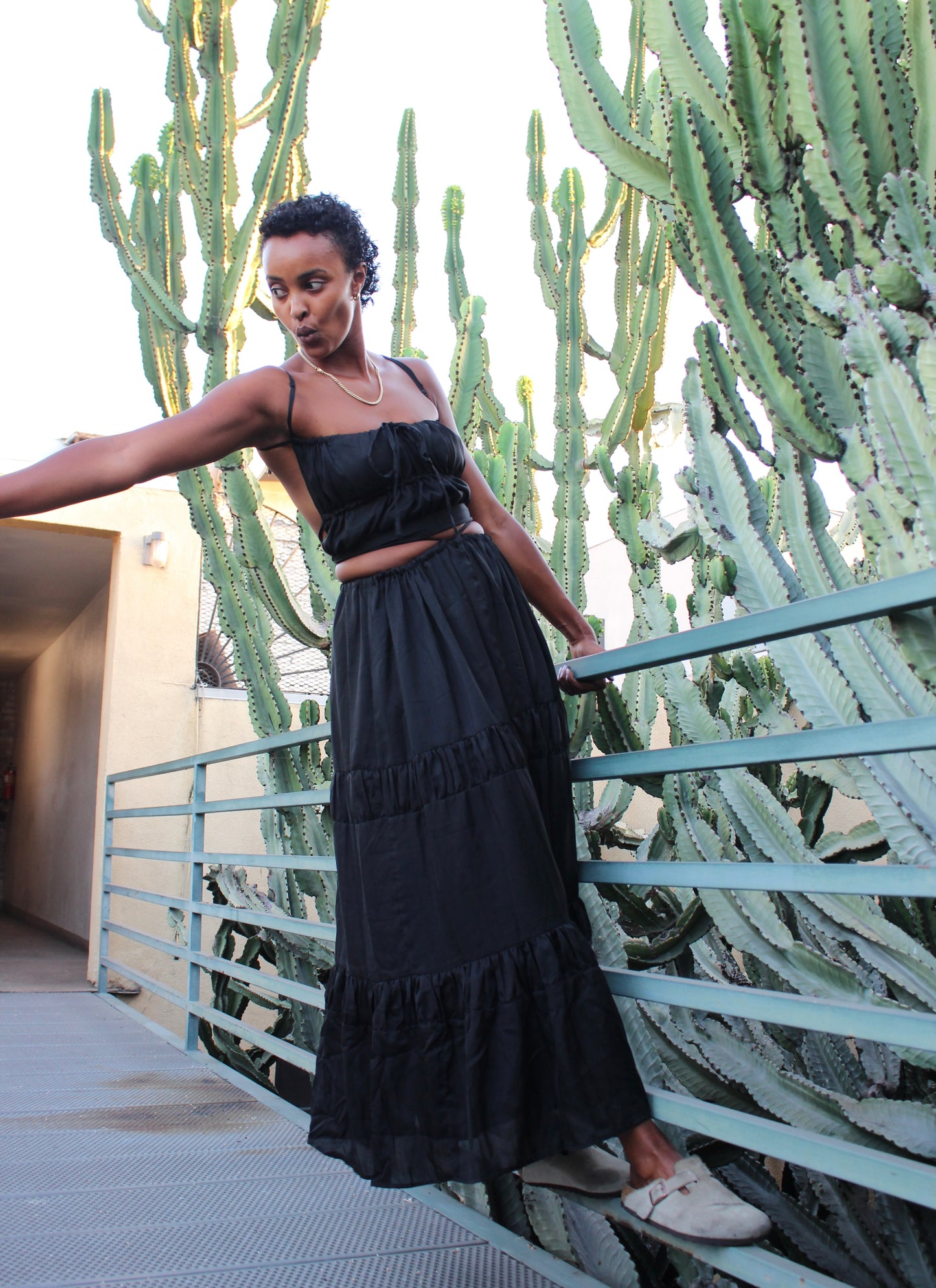 Zhinh Rise - Lapis & Sand Stone Top - 100% Vietnamese hand loomed silk - hand dyed