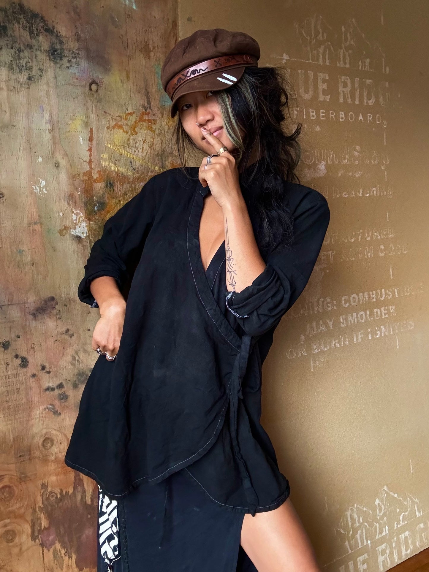 Made To Order 3/4 Weeks - BLACK Wrap Top/Cover Up - Zhinh basics -Organic Lotus/Aloe or Banana cotton Fabric S/M-M/L- Made to Order-Choose your Plant Medicine Fabric