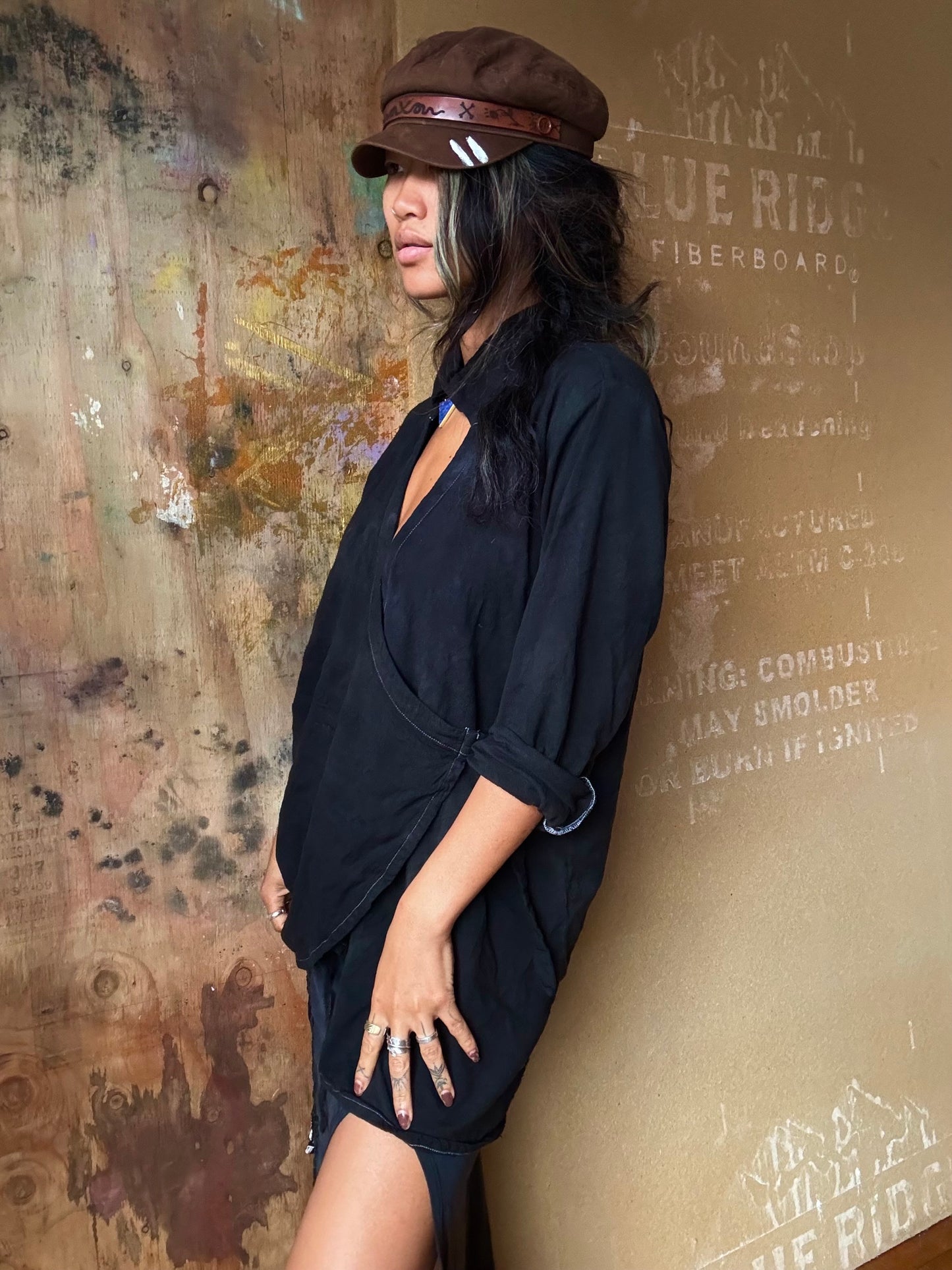 Made To Order 3/4 Weeks - BLACK Wrap Top/Cover Up - Zhinh basics -Organic Lotus/Aloe or Banana cotton Fabric S/M-M/L- Made to Order-Choose your Plant Medicine Fabric