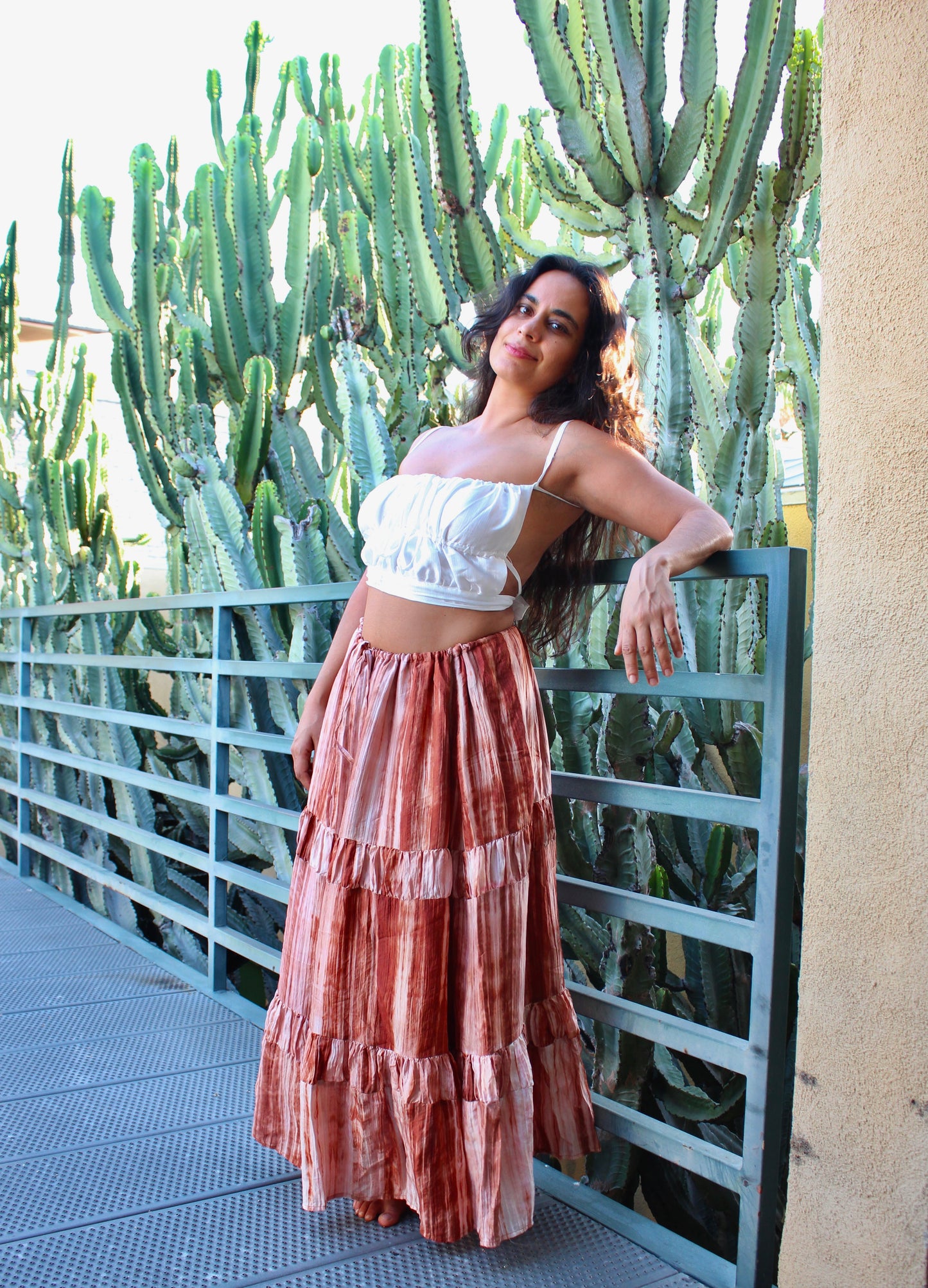 Zhinh Rise RTS MAXI SKIRT- 3 COLORWAYS Scrunch Skirt for Matching Set - Lapis Lazuli/Sand Stone/Black Obsidian -Made to Order 3-4 weeks- 100% Vietnamese hand loomed silk - hand dyed
