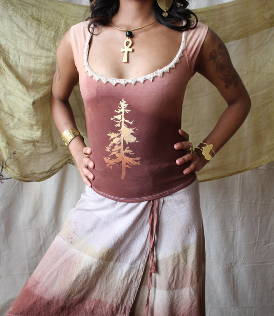 XS - One Tree Pink Resilience - Hand Embroidered Basket Top