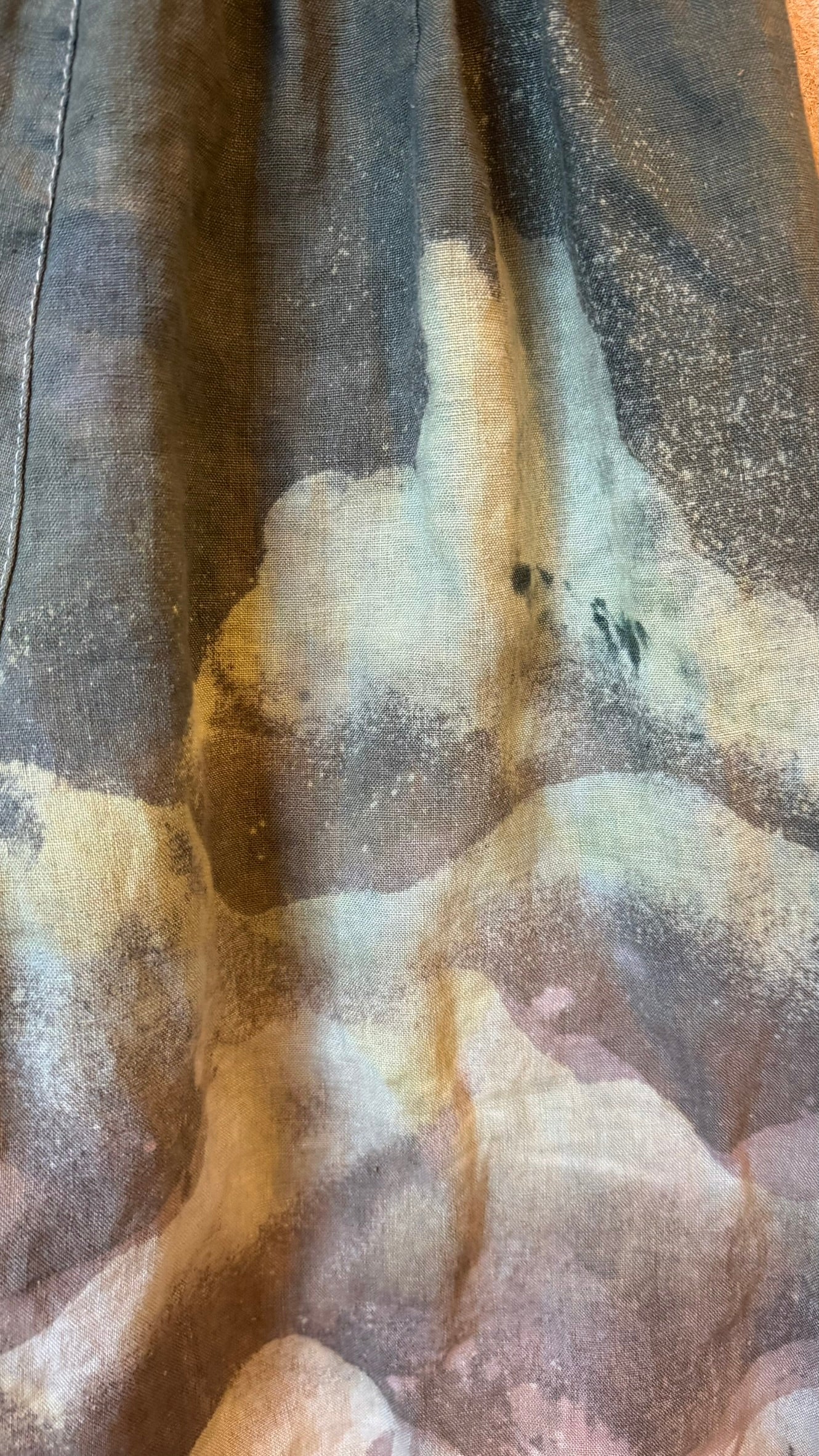 S/M -Size 4- Desert Soothe Landscape Wide Legged Pants - Embroidery waist detail - Linen Pants - Upcycled - OOAK