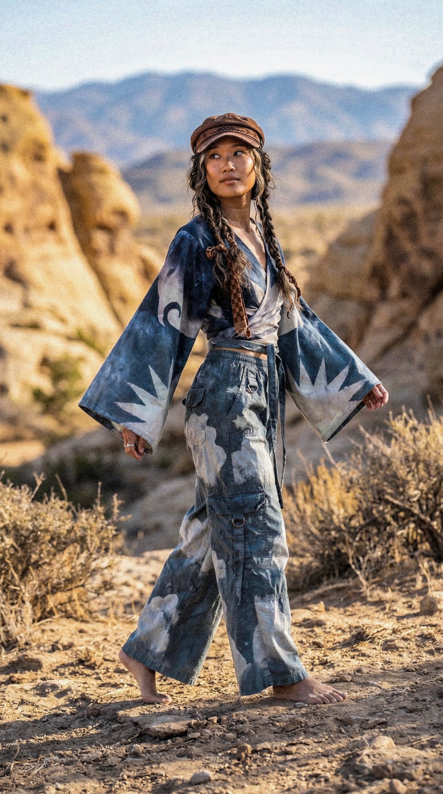 Pre-Order (MTO) - Midnight Dream Swirl Kimono Wrap Top - 4-6 weeks- XS-XL Made from Lotus waste fabric- Milky soft