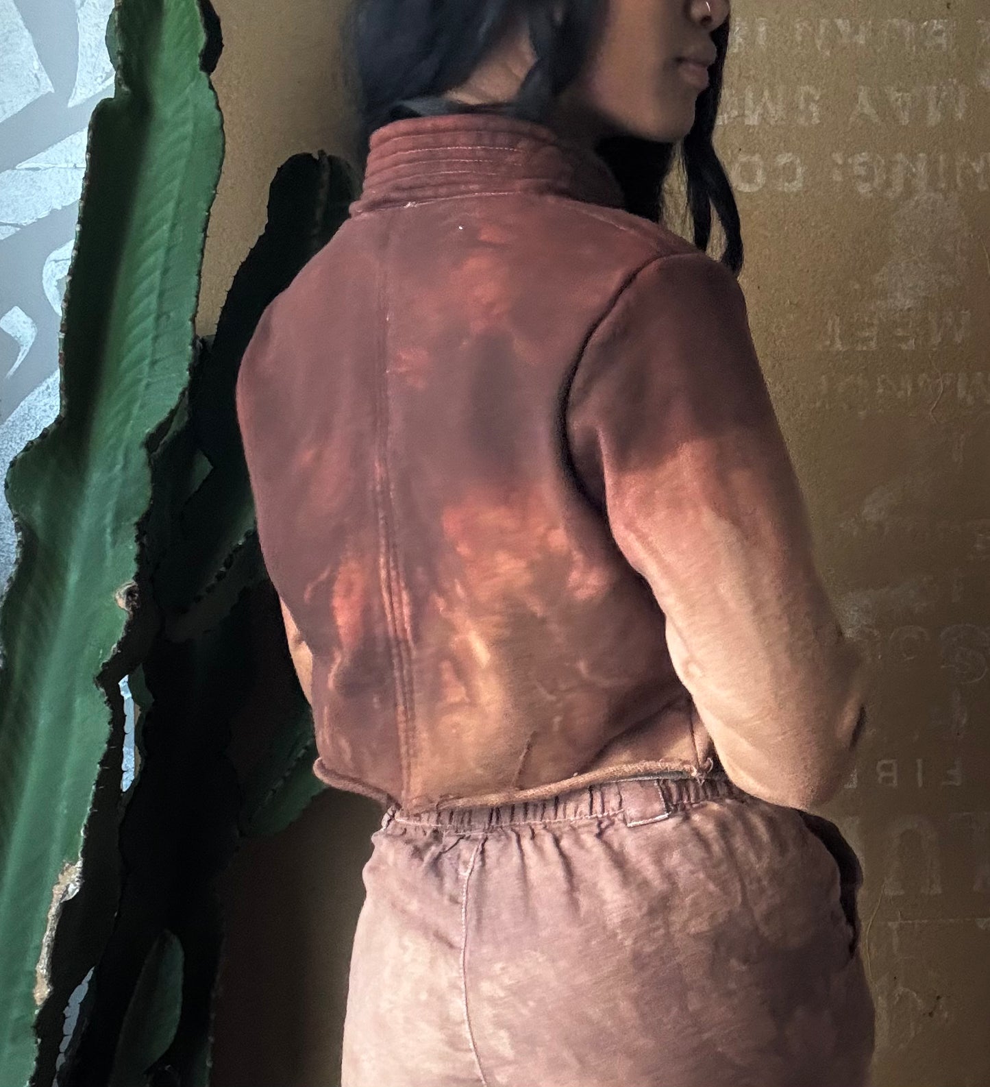 XS/S - Earthen Clay Jacket - Cropped Cadet Jacket  - 100% Organic heavy weight cotton french terry