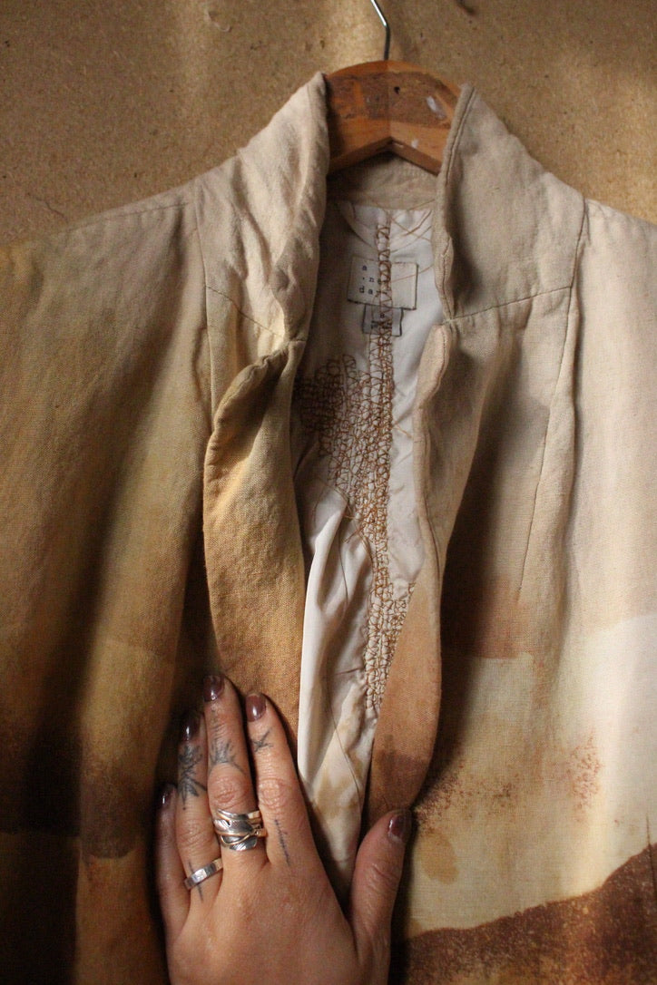 Sahara Blazer - Linen - Artist Business Proffessional Upcycled Blazer - Stitch Details