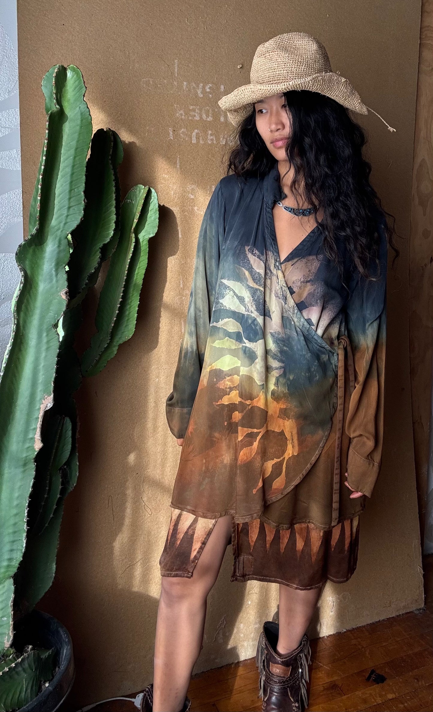 S/M - Grand Risings Wrap Top - Lotus agricultural waste silk- vegan silk - Milky soft- fluid - medium weight