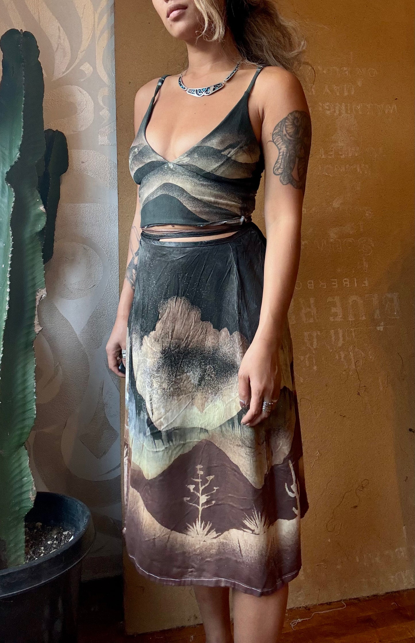 S/M Storms Coming Tapestry Wrap Skirt - Made from Orange peel cellulose waste "Silk" - Luxurious fabric - OOAK