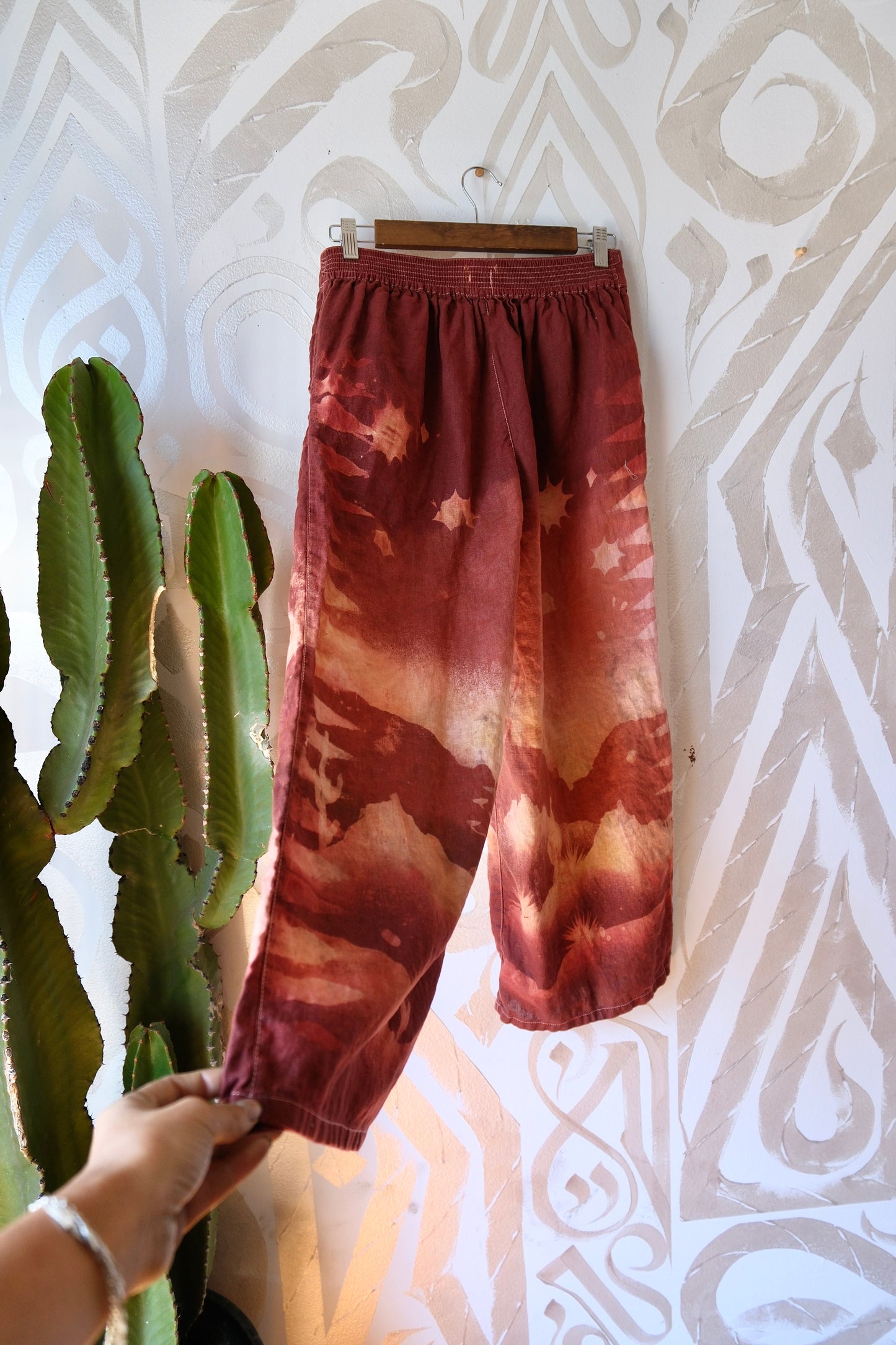 S/M -  Terracotta Minute Linen Wide Leg Pants - 100% Flax Linen - OOAK -Regenerazhinh - upcycled series