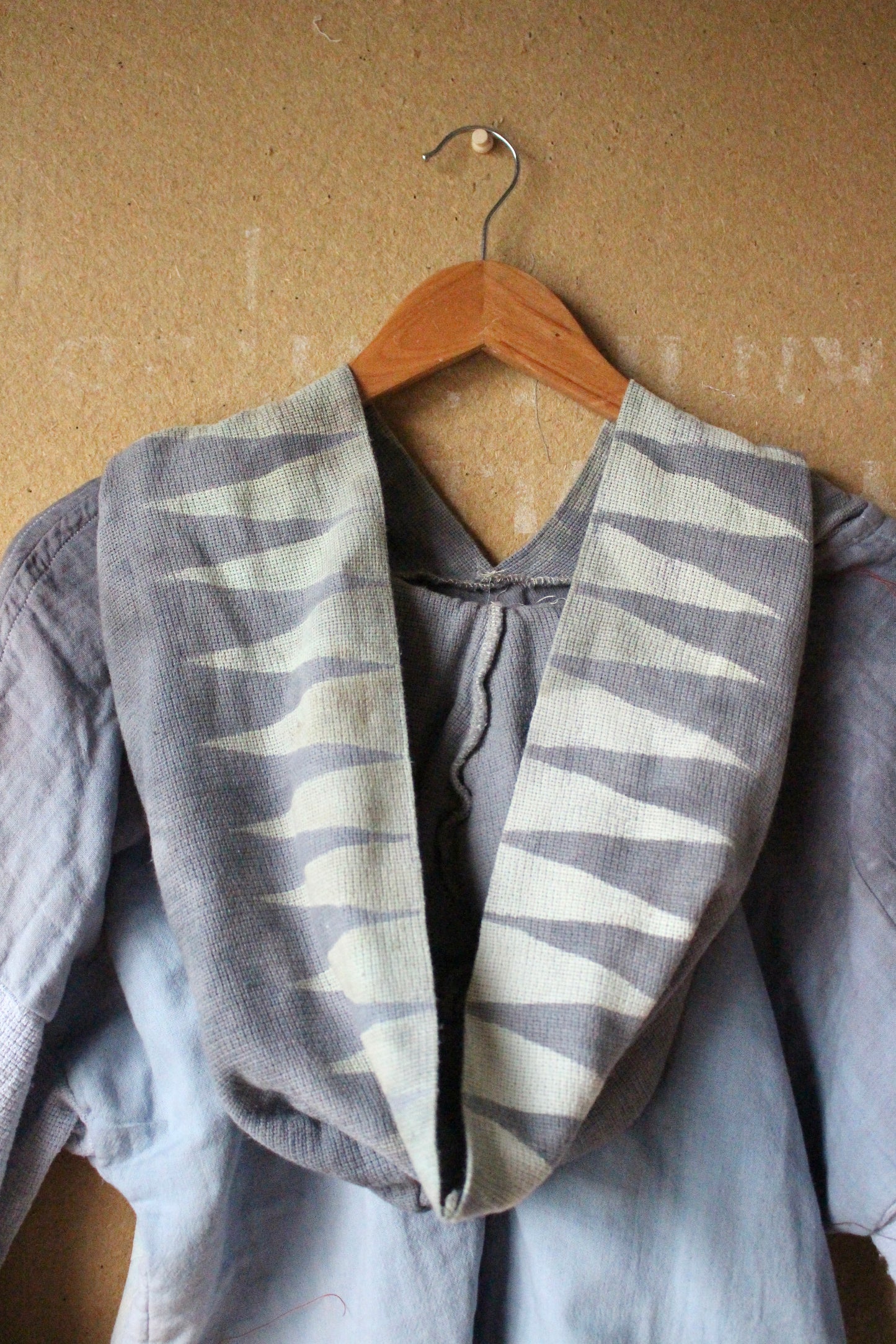 Medium - Blue Cloudy Skies Hoodie - OOAK -Over shirt Hoodie -100% triple layered Cotton gauze & 1000% cotton open weave- deadstock fabric - - Oversized Hood -