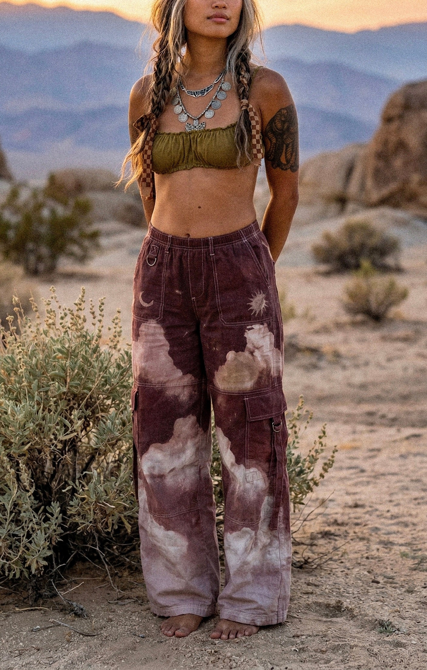 "The See you To- Mauve - O" Cloud Cargo Panta - 100%Cotton -Limited Series-  Upcycled Pants - Regenera-zhinh