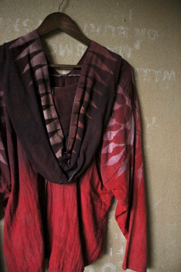 Medium - Embers LunaDala - Mountainous hood -Slouchy Long sleeve Hoodie  - Oversized Hoodie - 100% Triiple Layered heavy weight oRganic cotton Gauze - Warm - Cotton open weave sleeves and hood