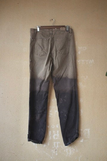 Size 8-10  - Serpent Bones Pants Upcycled - 29x30 - screen printed -hand dyed -98% Cotton 2% Spandex