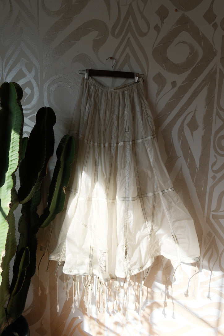 RARE White Vintage Army Parachute Maxi Skirt -Small - OOAK -RARE - Zipper