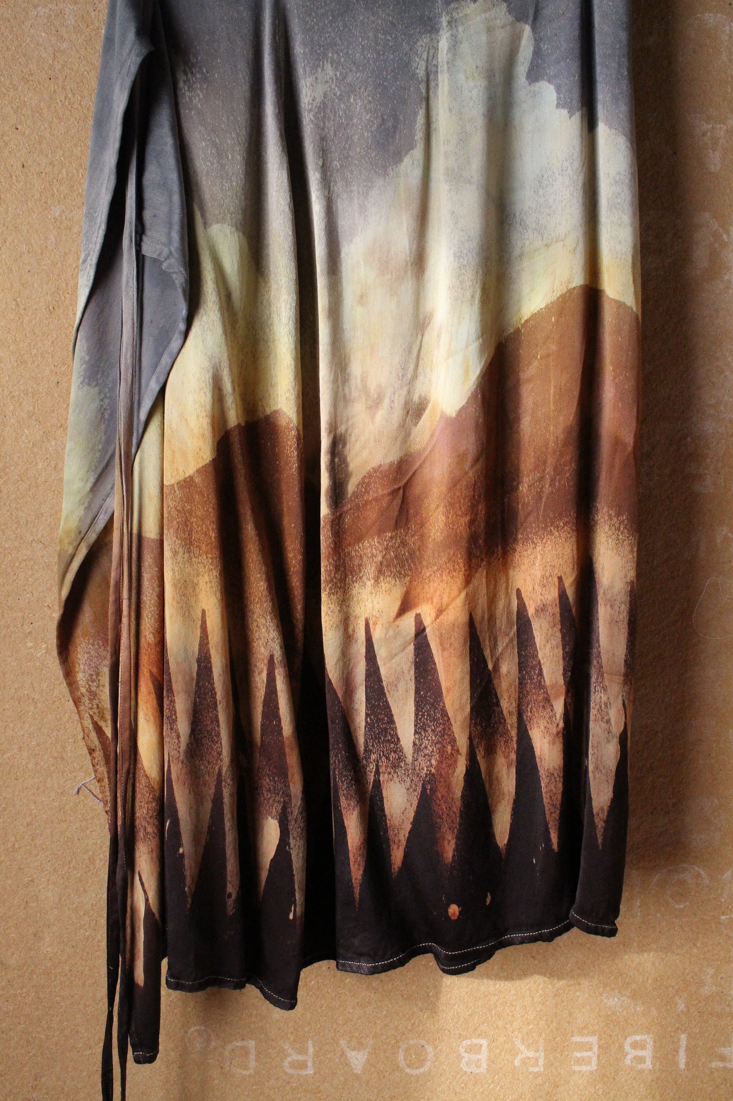 S/M Orange Peel Waste Silk Wrap Skirt  - On sale ( dye mistakes in clouds Marked down)