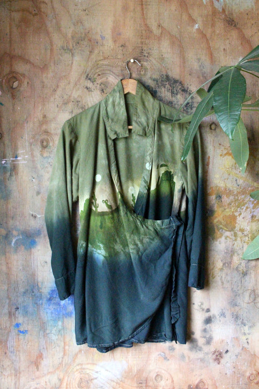 Small/Medium- Aloe Vera Wrap top - Succulent Energy - Screen Printed Fabric- Made from Organic Aloe Vera Agricultural waste