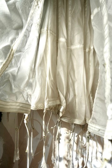 RARE White Vintage Army Parachute Maxi Skirt -Small - OOAK -RARE - Zipper
